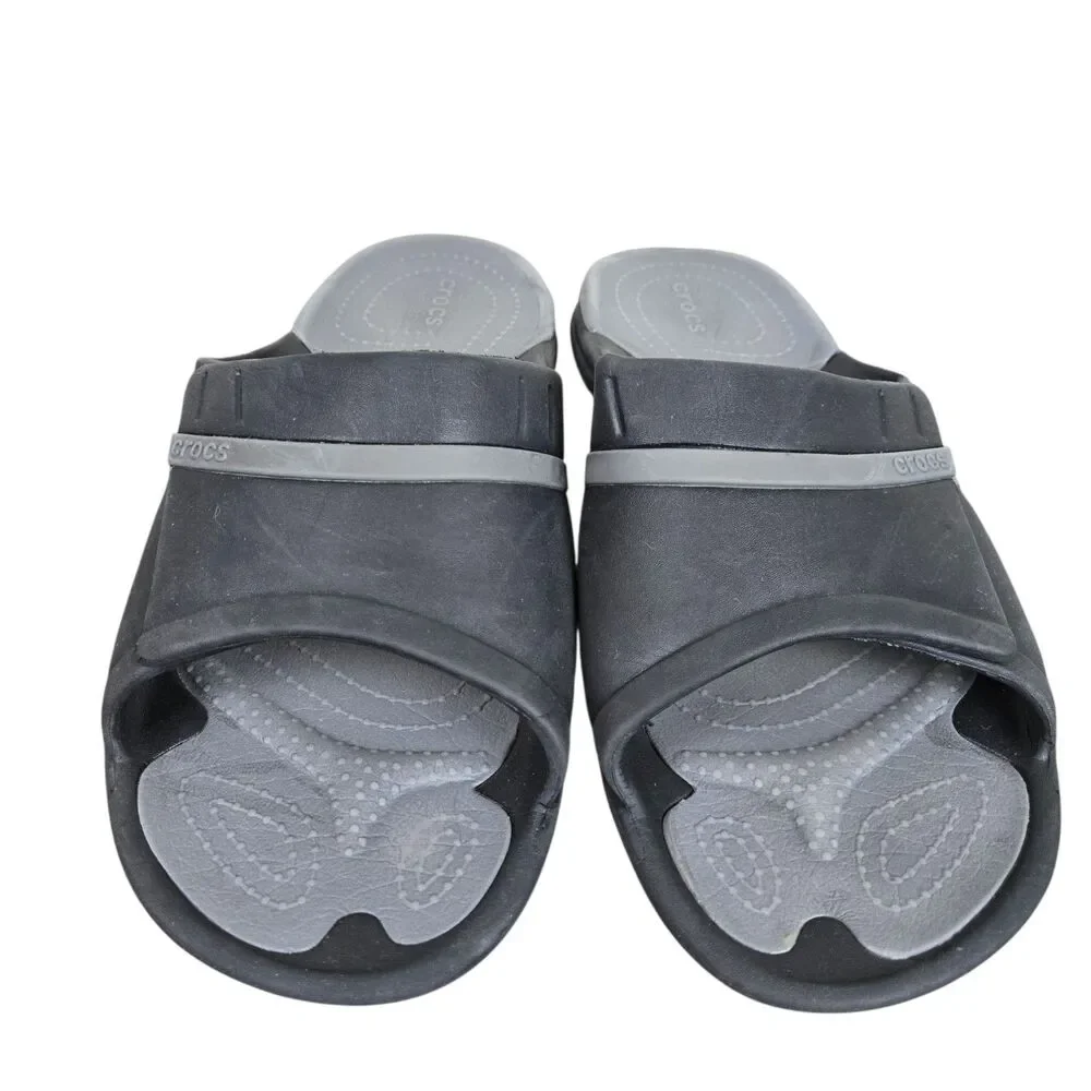 Crocs Modi Sports Slide Men's Sz 12 Black Gray Adjustable Comfort